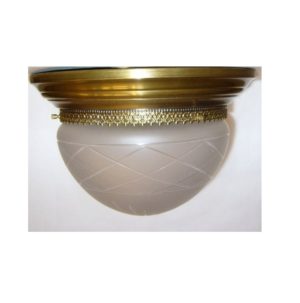 plafoniera tonda grande in ottone e vetro - large round ceiling lamp