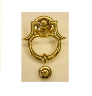 battente per portone a riccio in ottone - door knocker with curly shape