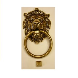 battiporta con doratura patinata e testa di leone - door knocker with patinated gilding