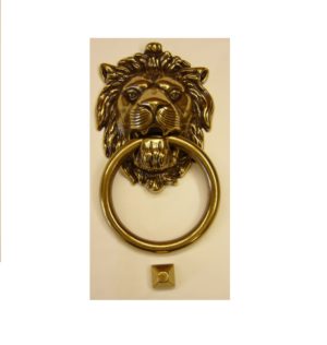 battiporta con doratura patinata e testa di leone - door knocker with patinated gilding