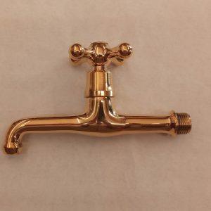 rubinetto con maniglia a croce in ottone lucido - tap with cross handle
