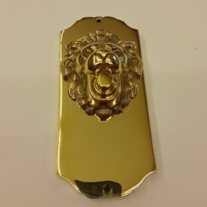 campanello a placca con testa di leone - door bell with lion's head