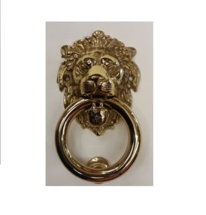 battiporta testa di leone con anello in ottone - lion head door knocker