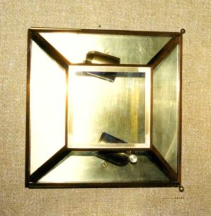 plafoniera grande in ottone e vetro - large ceiling lamp in brass and glass