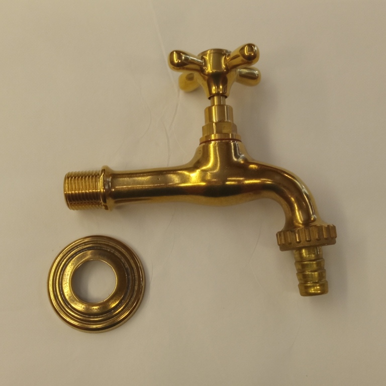 rubinetto in ottone lucido da giardino - garden tap in polished brass