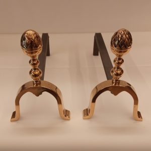 alari da camino in ottone - brass fireplace andirons