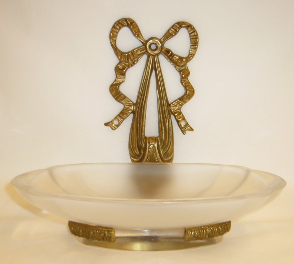 porta sapone con decoro fiocco -soap dish with bow decoration